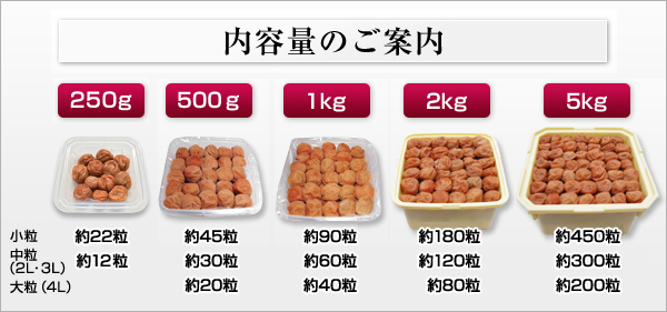 内容量のご案内