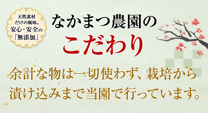 天然素材だけの風味。安心・安全の「無添加」なかまつ農園のこだわり